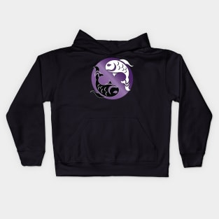 Yin and Yang Tribal style fish, purple Kids Hoodie